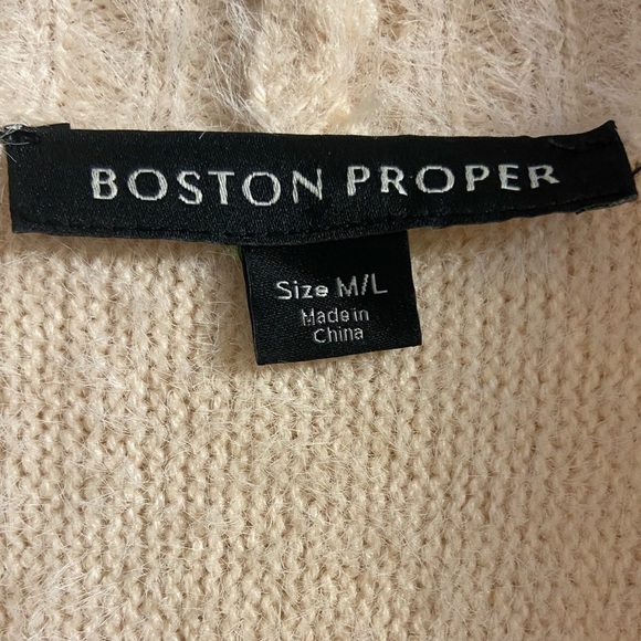 Boston Proper sweater cardigan coatigan ivory open front M/L - Picture 6 of 7